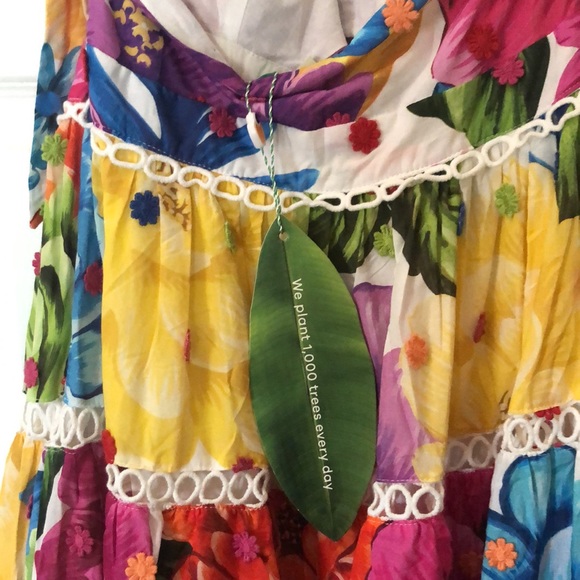 🎉HP🎉 FARM Rio Rainbow Chita flower midi dress - Picture 9 of 13